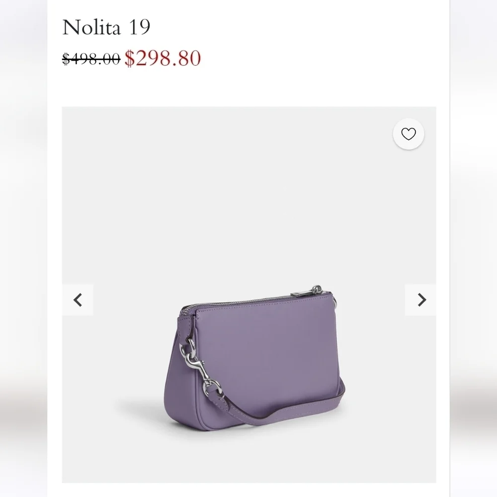Coach NWTs Nolita 19 in light violet